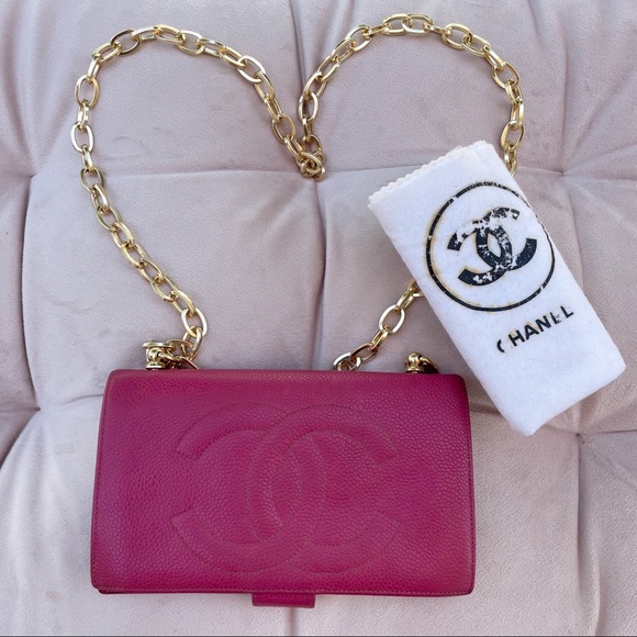 Chanel 1996-1997 CC Caviar Wallet on Chain in Pink w/Dust Bag - Picture 2 of 15